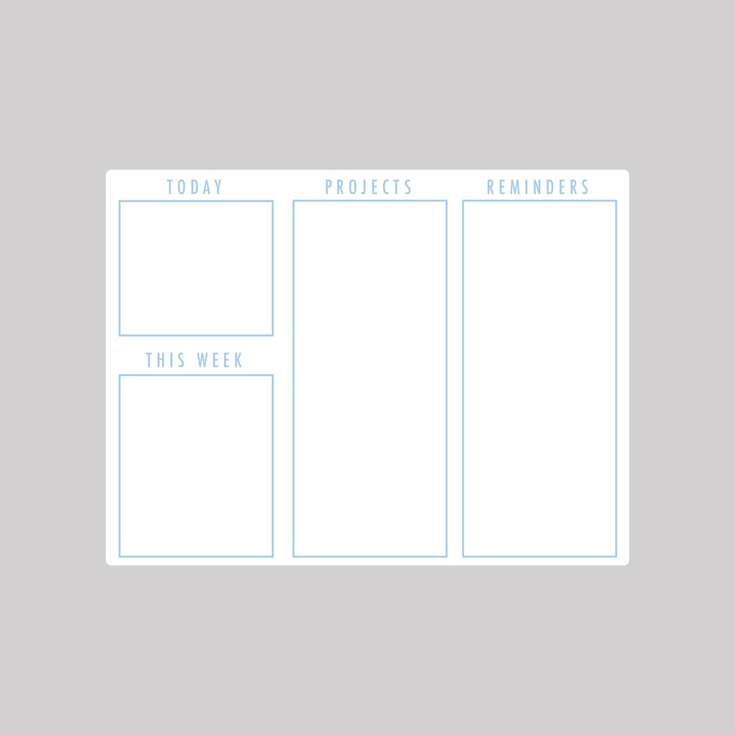 Agenda Organizer Minimalistic Dry Erase - Removable Adhesive Decal