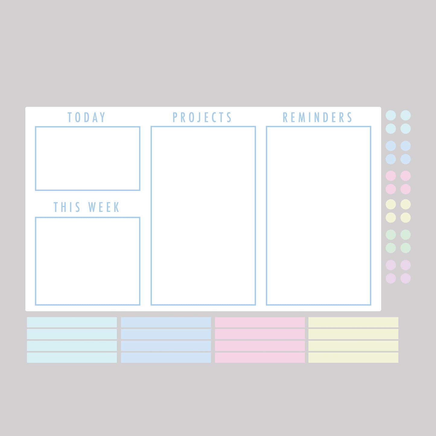 Agenda Organizer Minimalistic Dry Erase - Removable Adhesive Decal