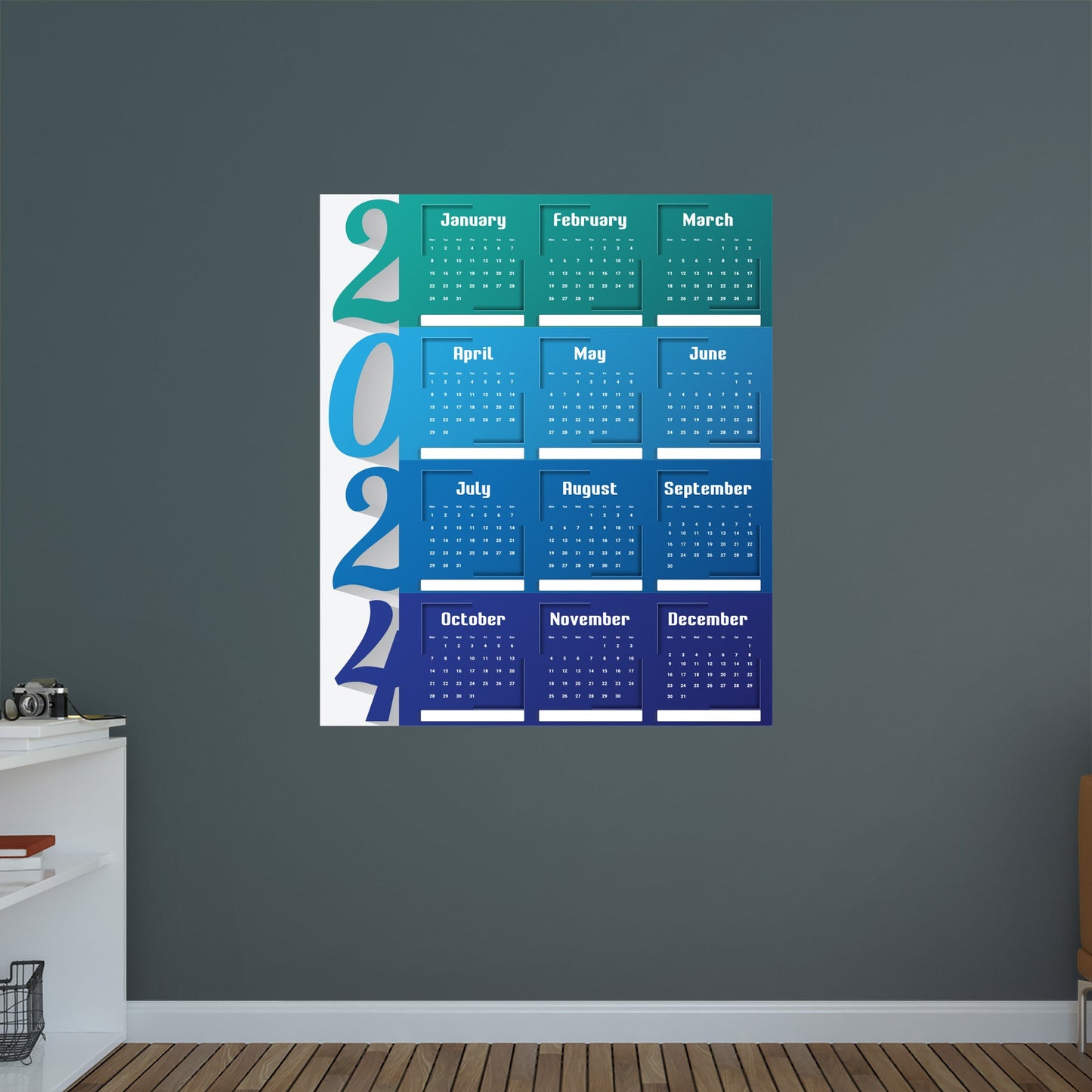 2024 Calendar: Cold Dry Erase - Removable Adhesive Decal