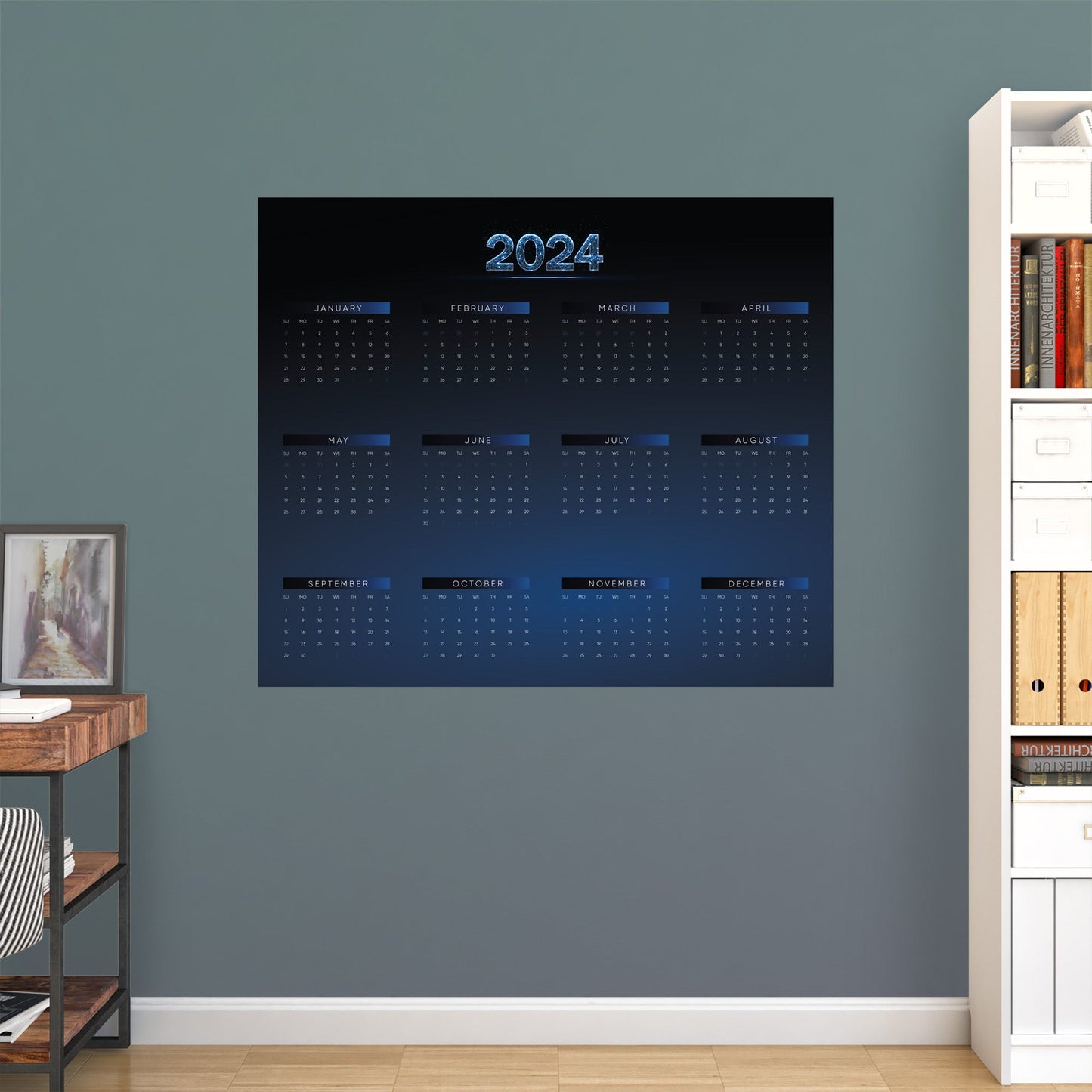 2024 Calendar: Space Dry Erase - Removable Adhesive Decal