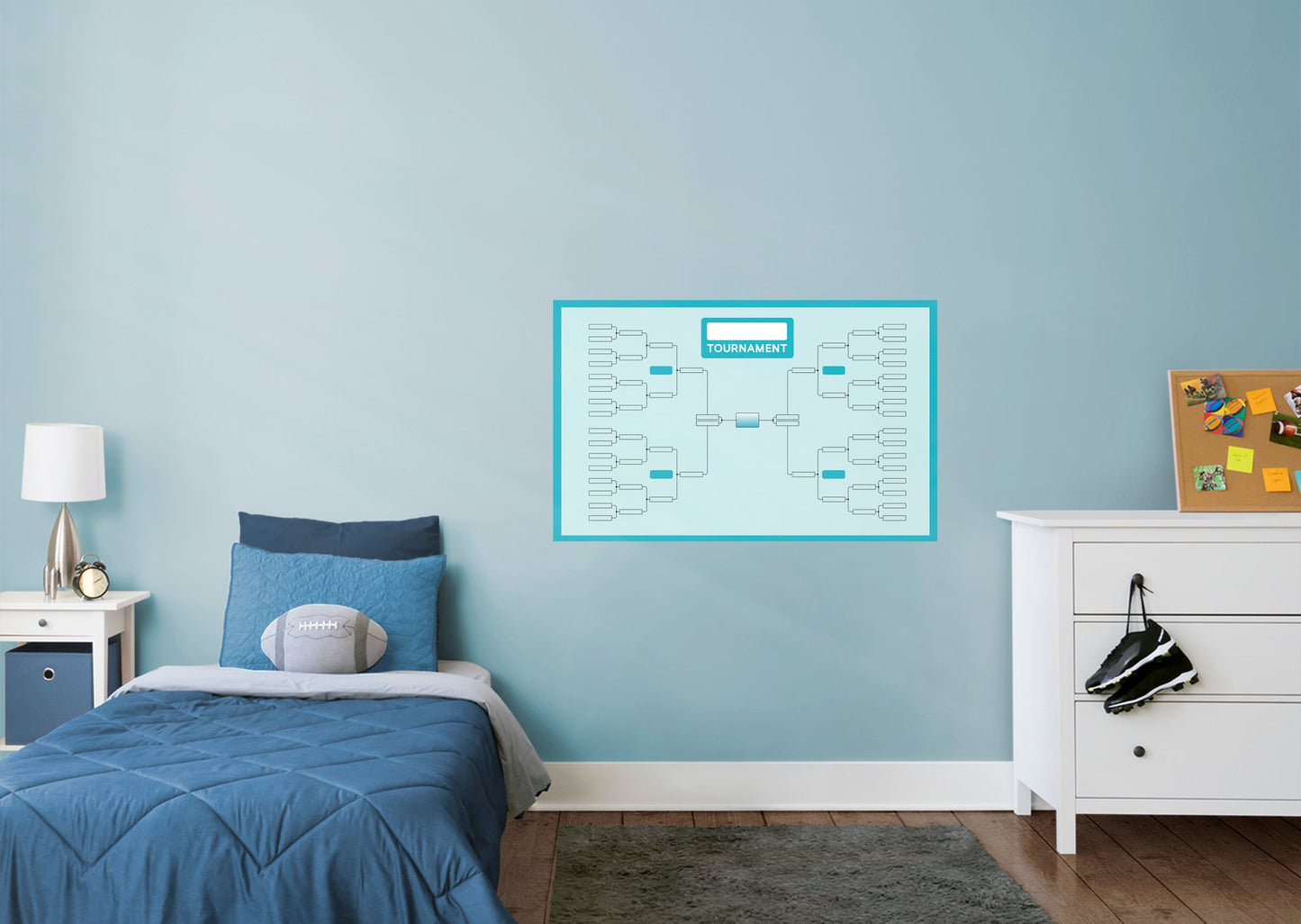 32 Team Blue Brackets Dry Erase - Removable Wall Adhesive Decal