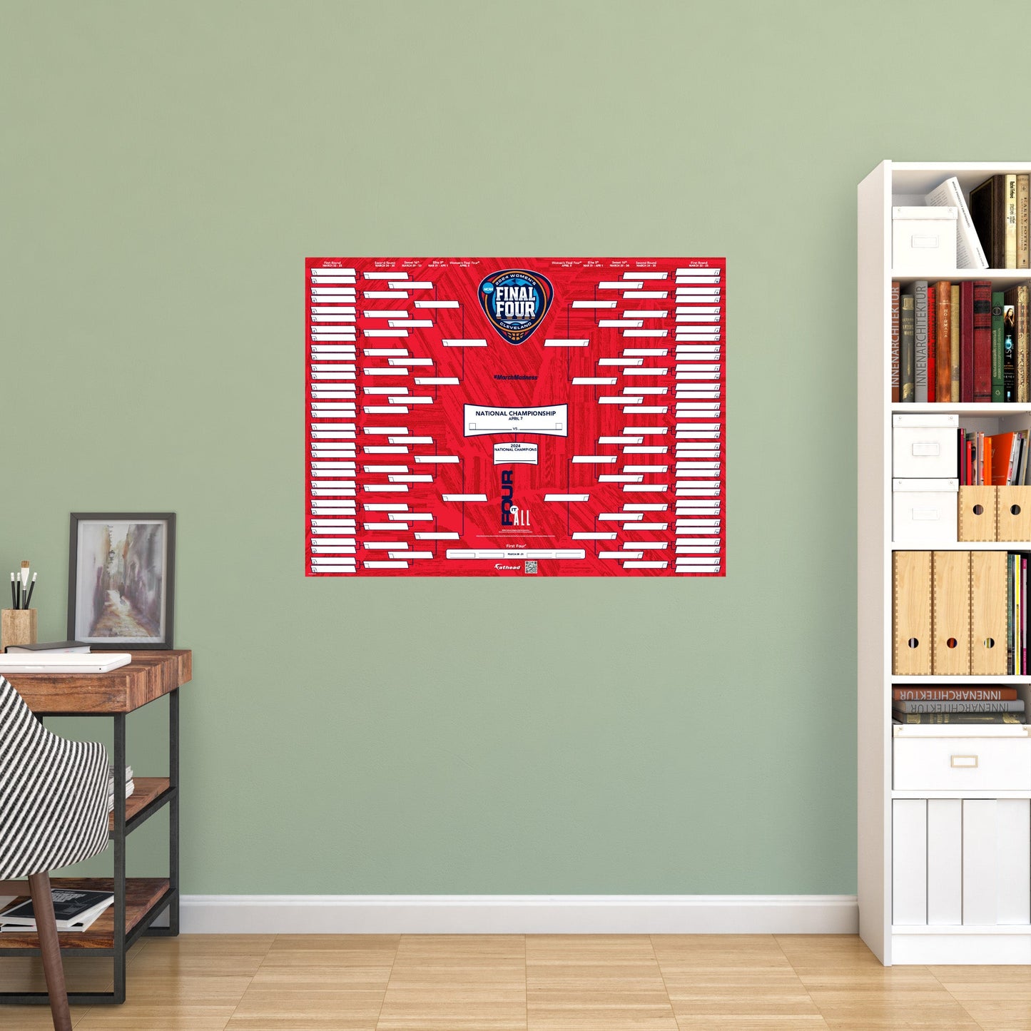 2024 Women's Basketball Dry Erase Bracket - Officially Licensed NCAA Removable Adhesive Decal