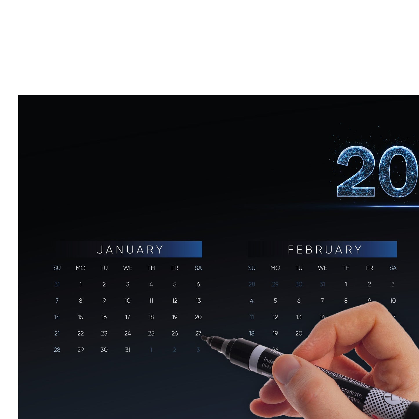 2024 Calendar: Space Dry Erase - Removable Adhesive Decal