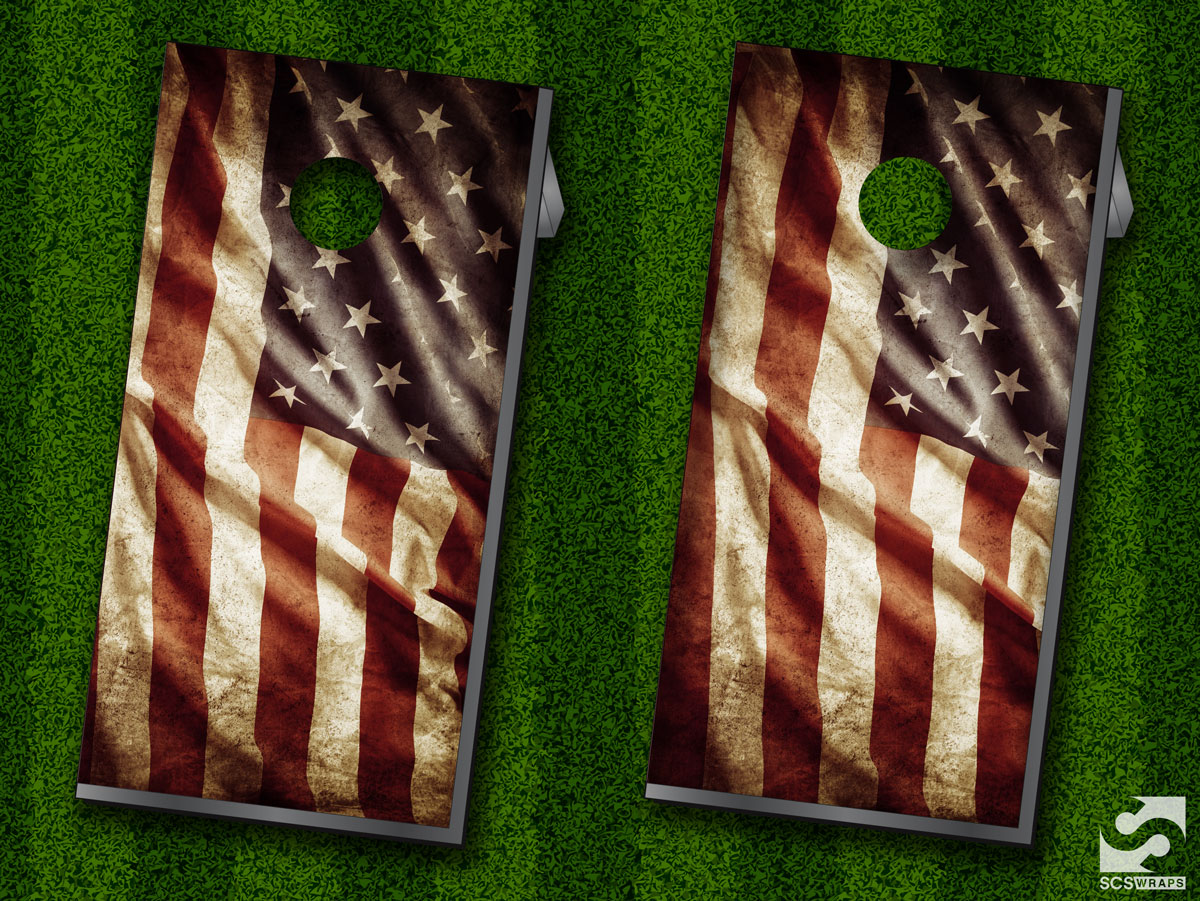 American Flag Cornhole Wrap
