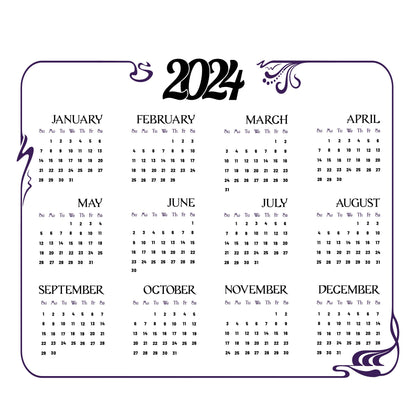 2024 Calendar:  Fancy Dry Erase        -   Removable     Adhesive Decal