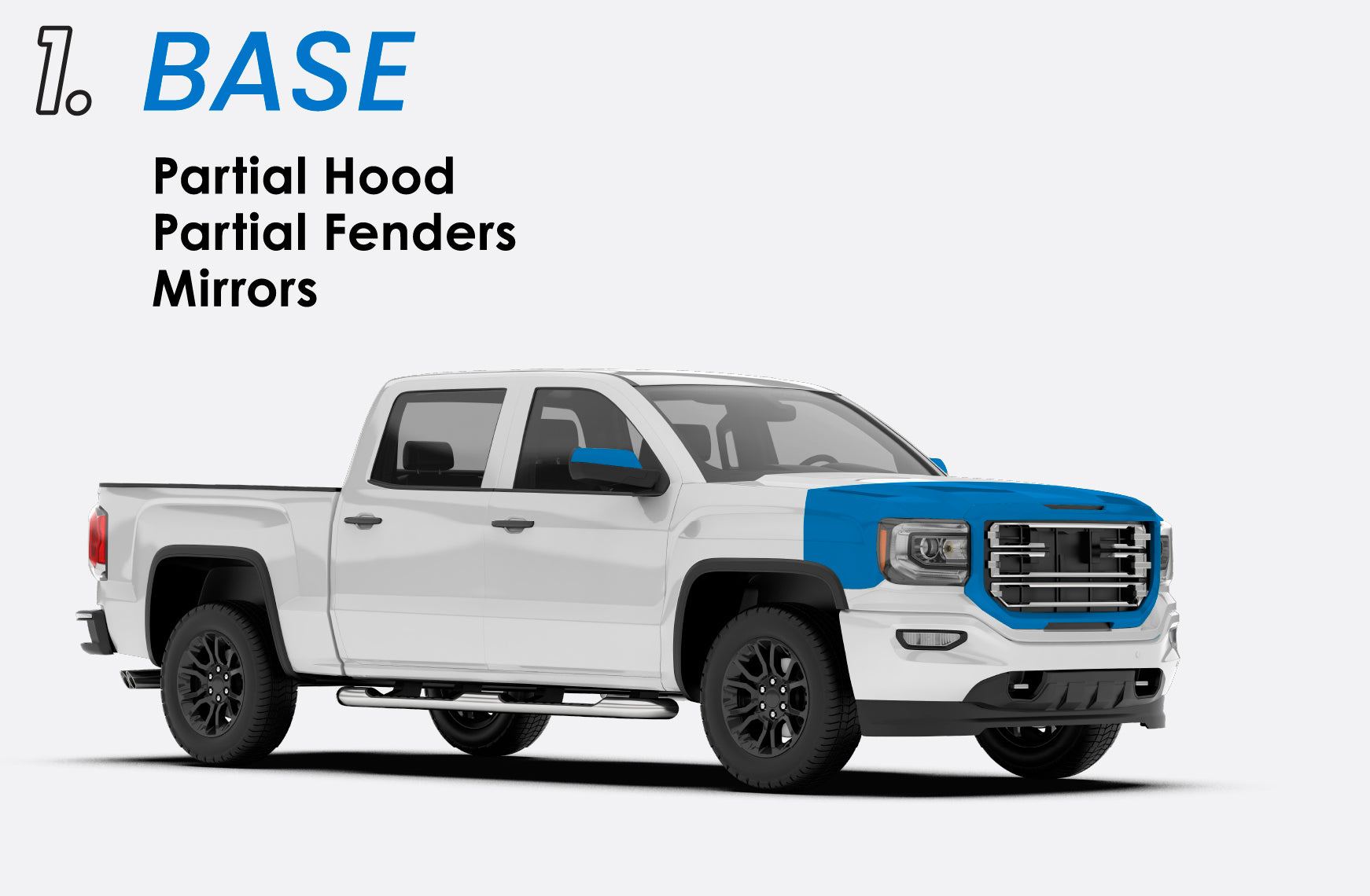 PPF Base Package — Partial Hood · Partial Fenders · Mirrors · Door Cups & Edges