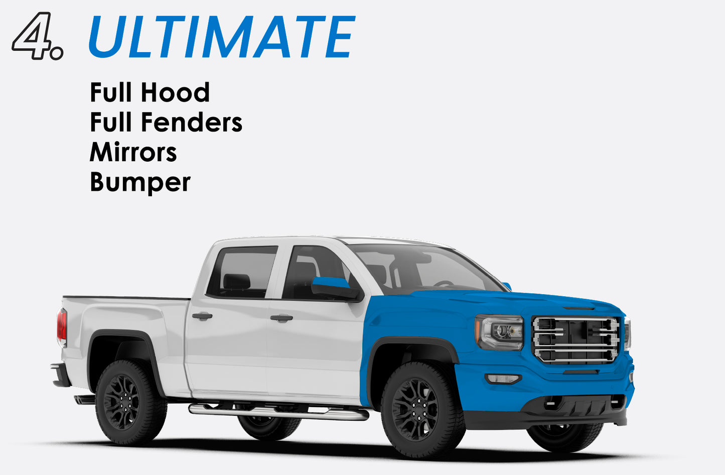 PPF Ultimate Package — Full Hood · Full Fenders · Mirrors · Bumper · Door Cups & Edges