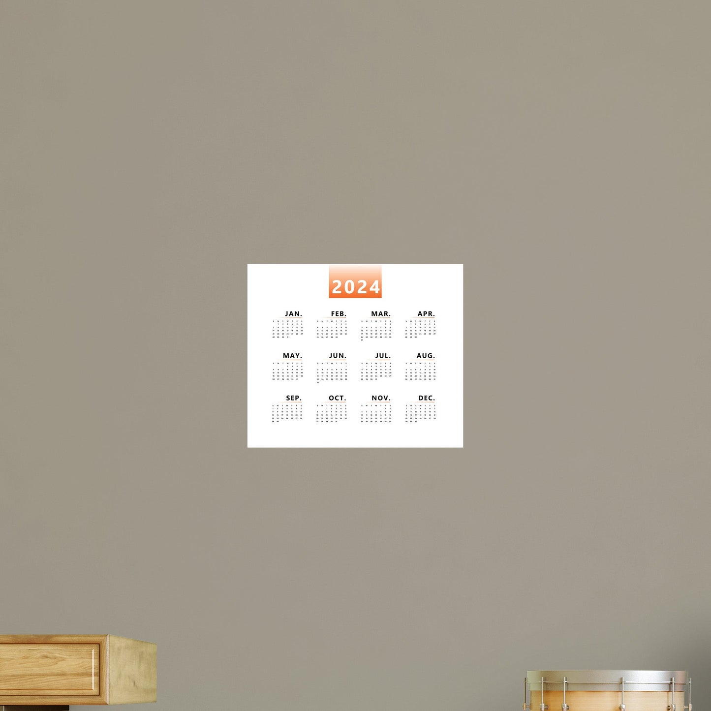 2024 Calendar:  Gradients Dry Erase        -   Removable     Adhesive Decal